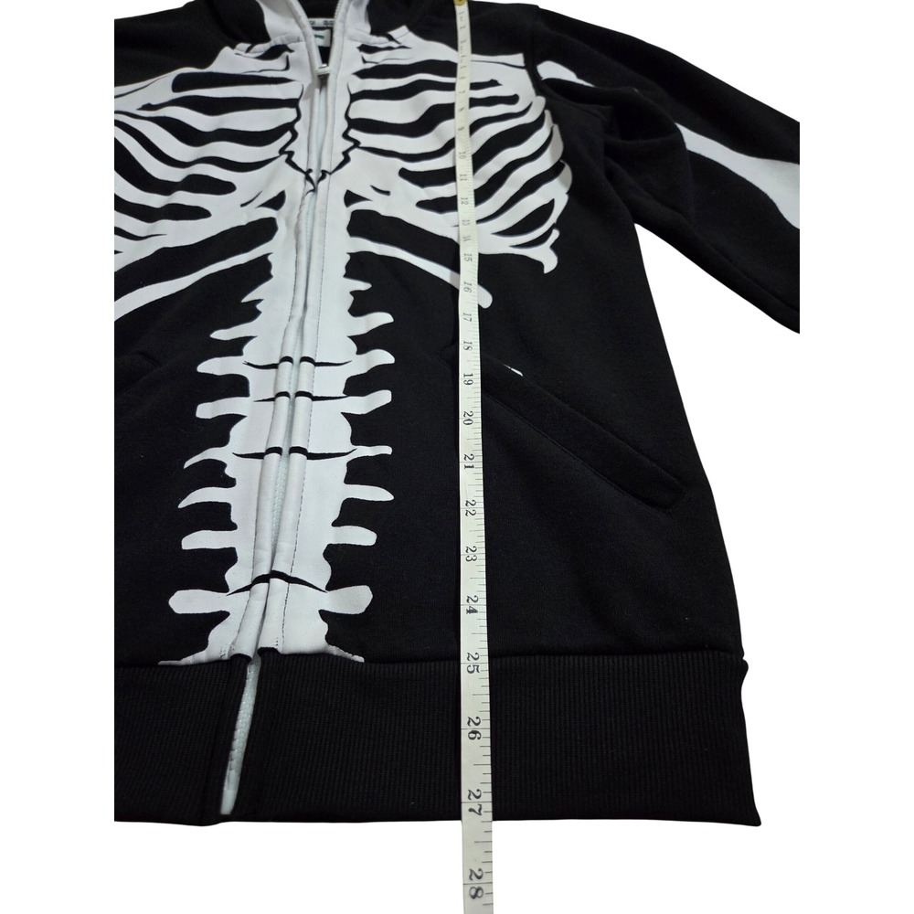 Tipsy Elves Mens Skeleton Full Zip Hoodie Skull Mask Halloween Costume Black M - Picture 9 of 12